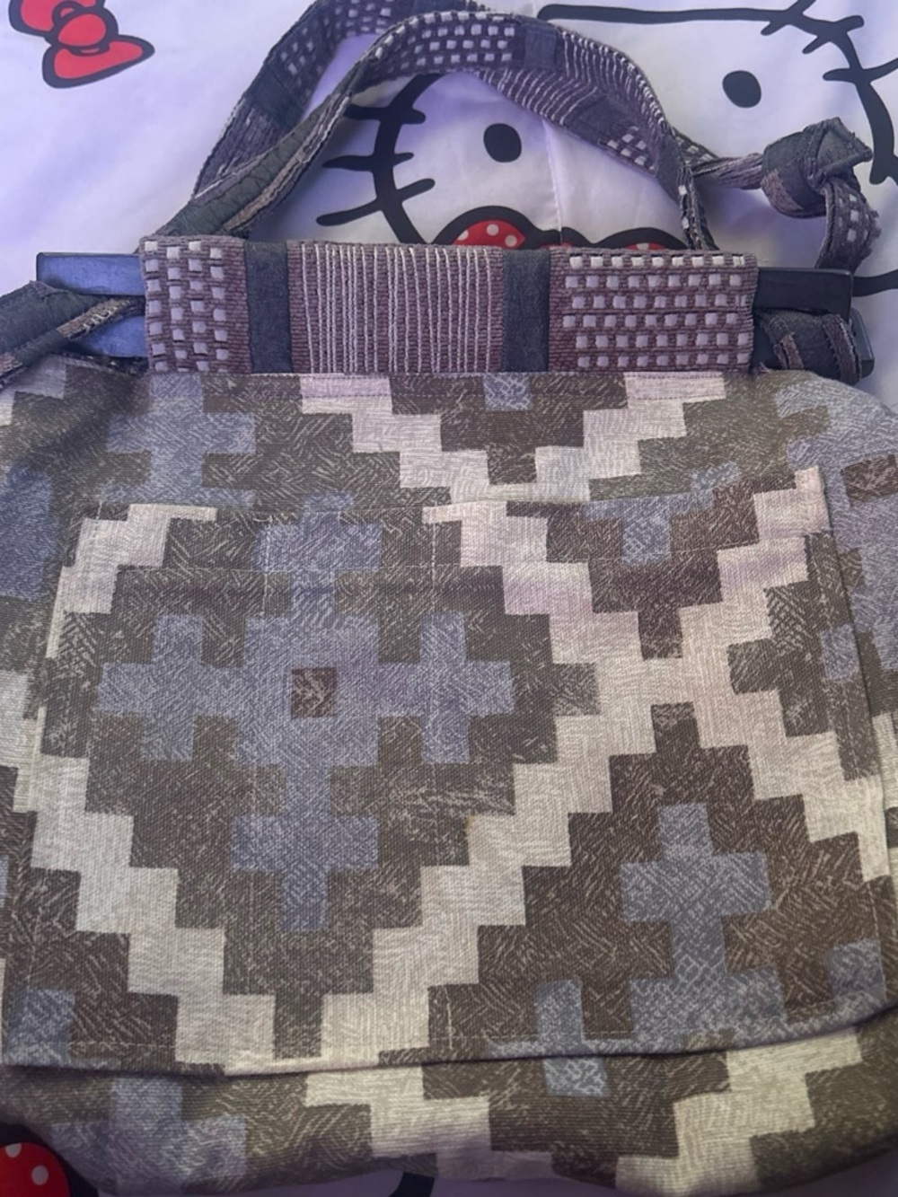 Stylish Geometric Patchwork Men’s Shoulder Bag - Brown & Gray